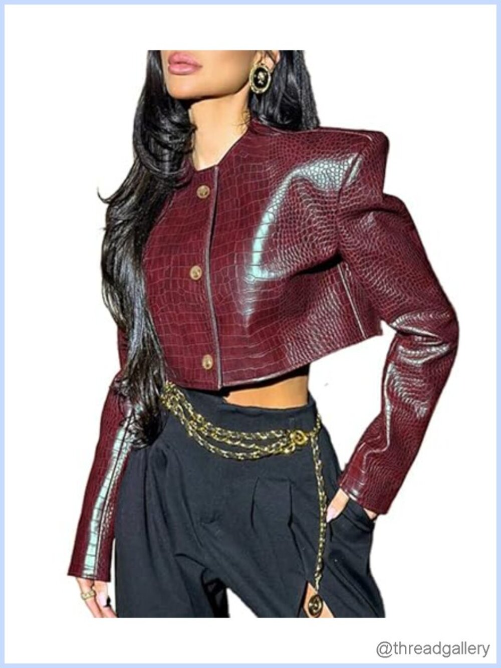 Faux Leather Cropped Bomber Jacket Women Y2K Going Out Coat